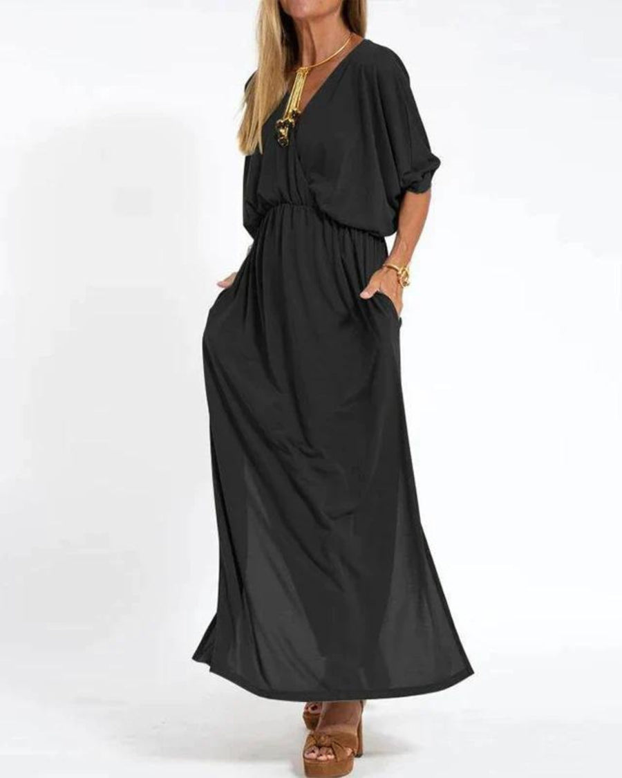 Zosia | Women's Relaxed Maxi-length Shape Dress in Black
