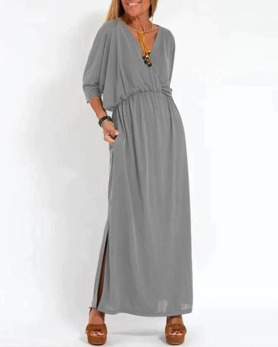 Zosia | Women's Relaxed Maxi-length Shape Dress in Light Gray