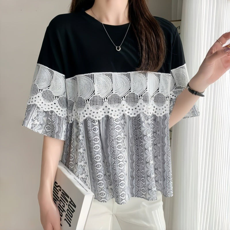 Zulima | Women's Lace Trim Blouse in Black
