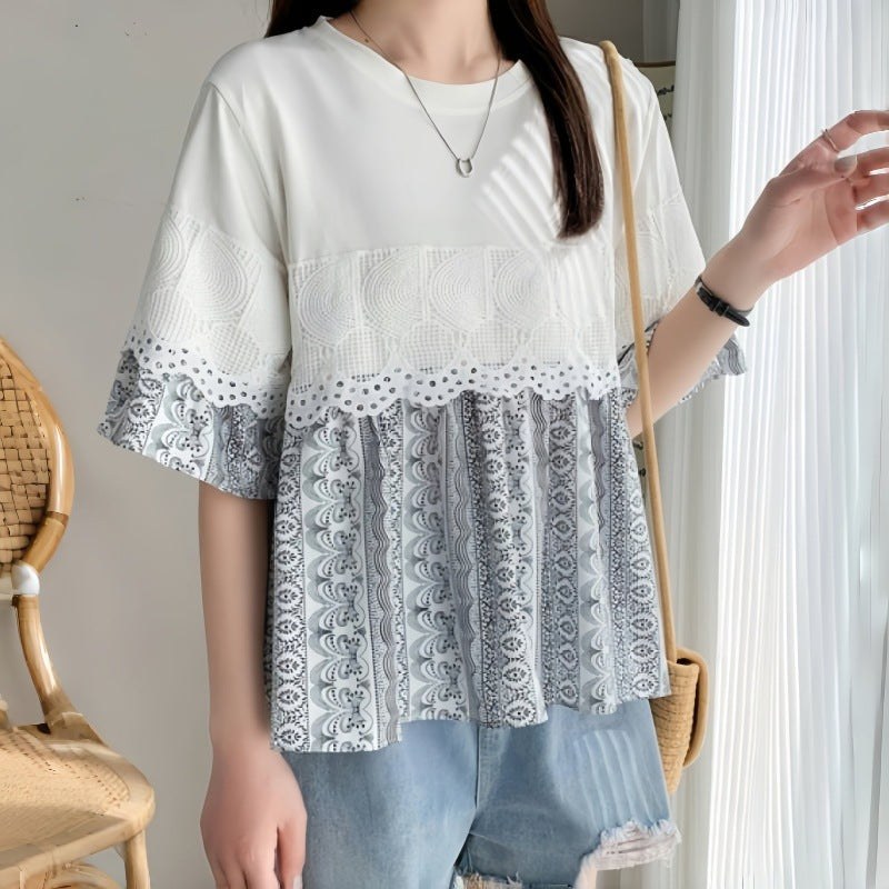 Zulima | Women's Lace Trim Blouse in White