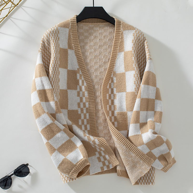 Avery Casual Knit Cardigan in Khaki