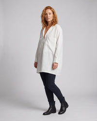 Avery Casual Linen Blouse with Button Front and Pockets