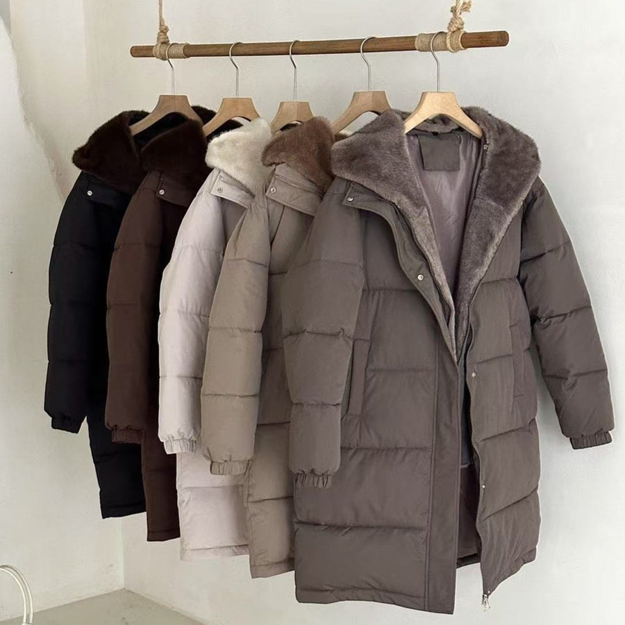 Avery Elegant Parka with Pockets in Coffee