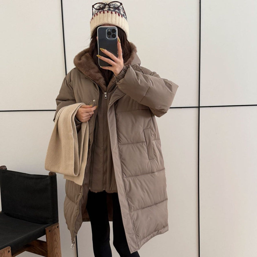 Avery Elegant Parka with Pockets in Coffee