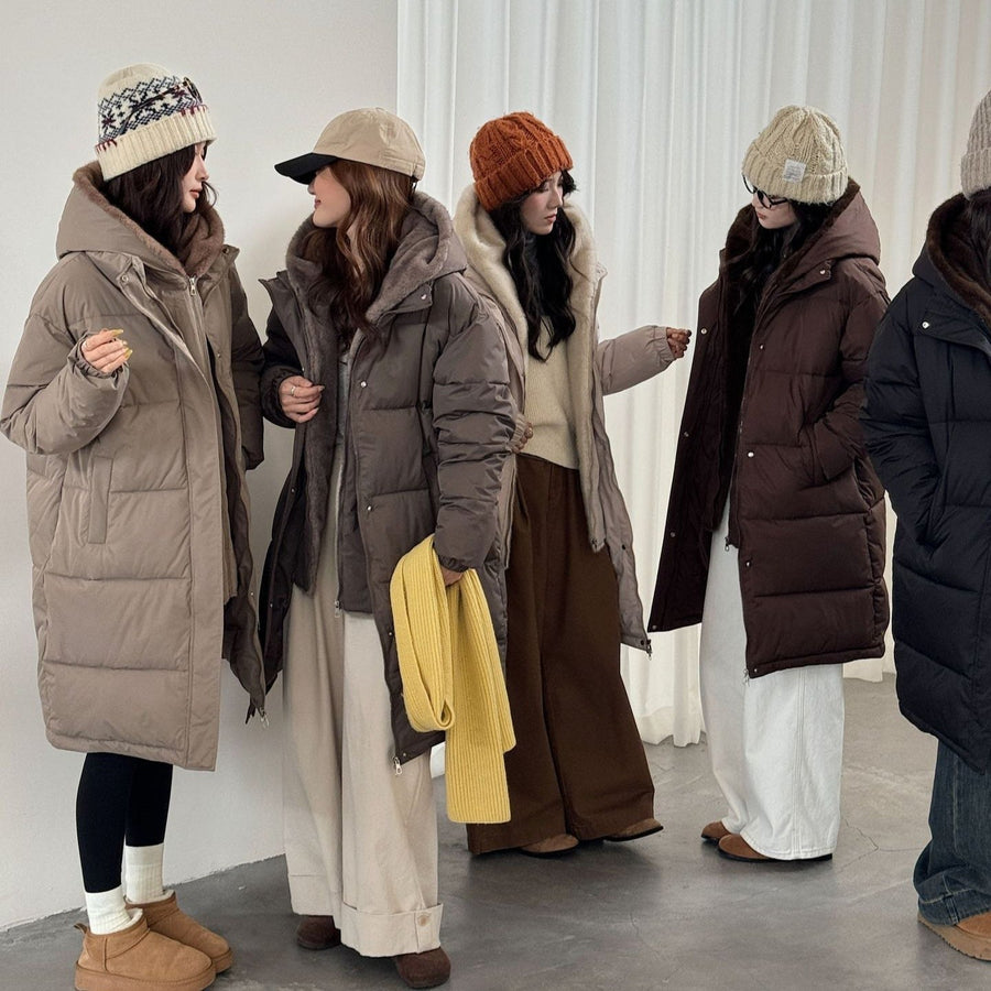Avery Elegant Parka with Pockets in Coffee