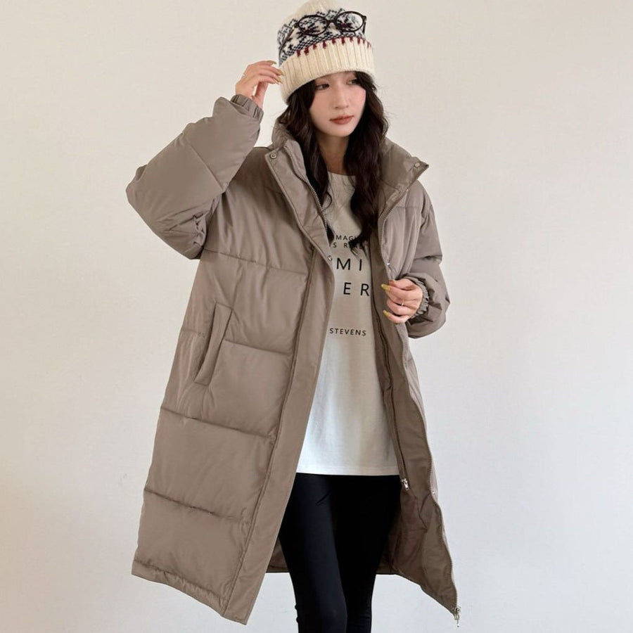 Avery Elegant Parka with Pockets in Khaki