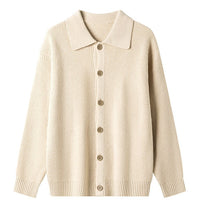 Avery Knit Cardigan with Button Front in Beige