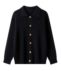 Avery Knit Cardigan with Button Front in Black