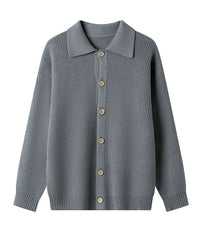 Avery Knit Cardigan with Button Front in Grey