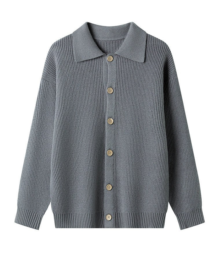 Avery Knit Cardigan with Button Front in Grey