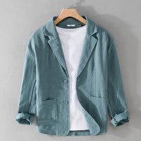 Avery Linen Jacket in Azure