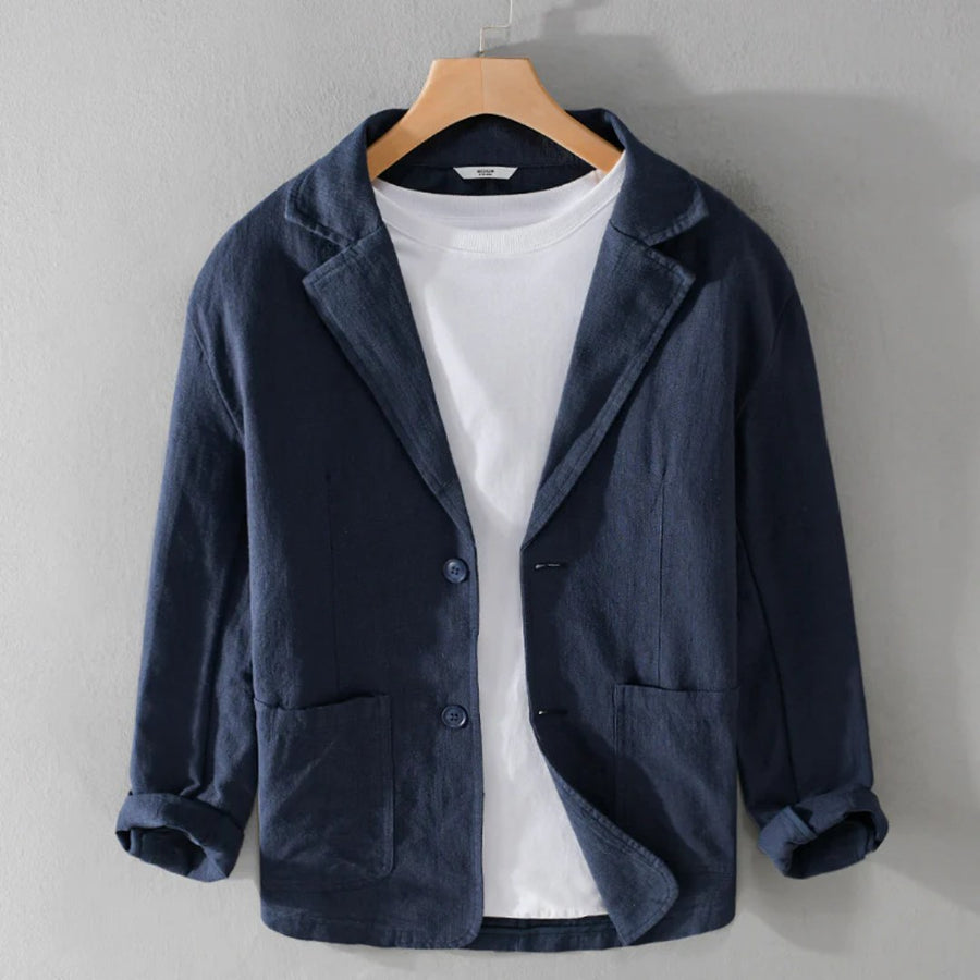 Avery Linen Jacket in Navy