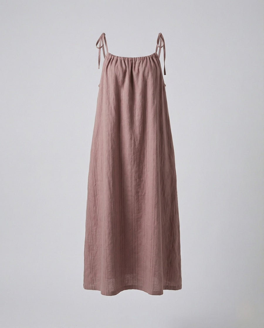 Avery Linen Maxi Dress in Pink
