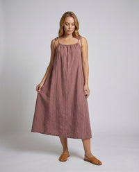 Avery Linen Maxi Dress in Pink