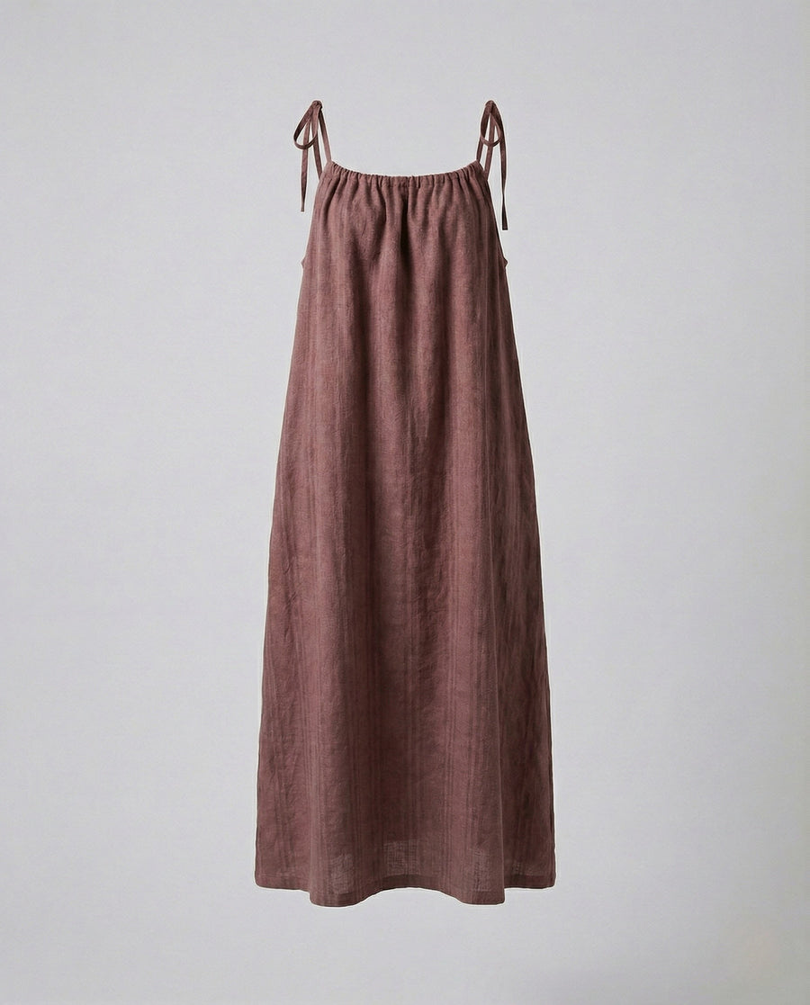 Avery Linen Maxi Dress in Red
