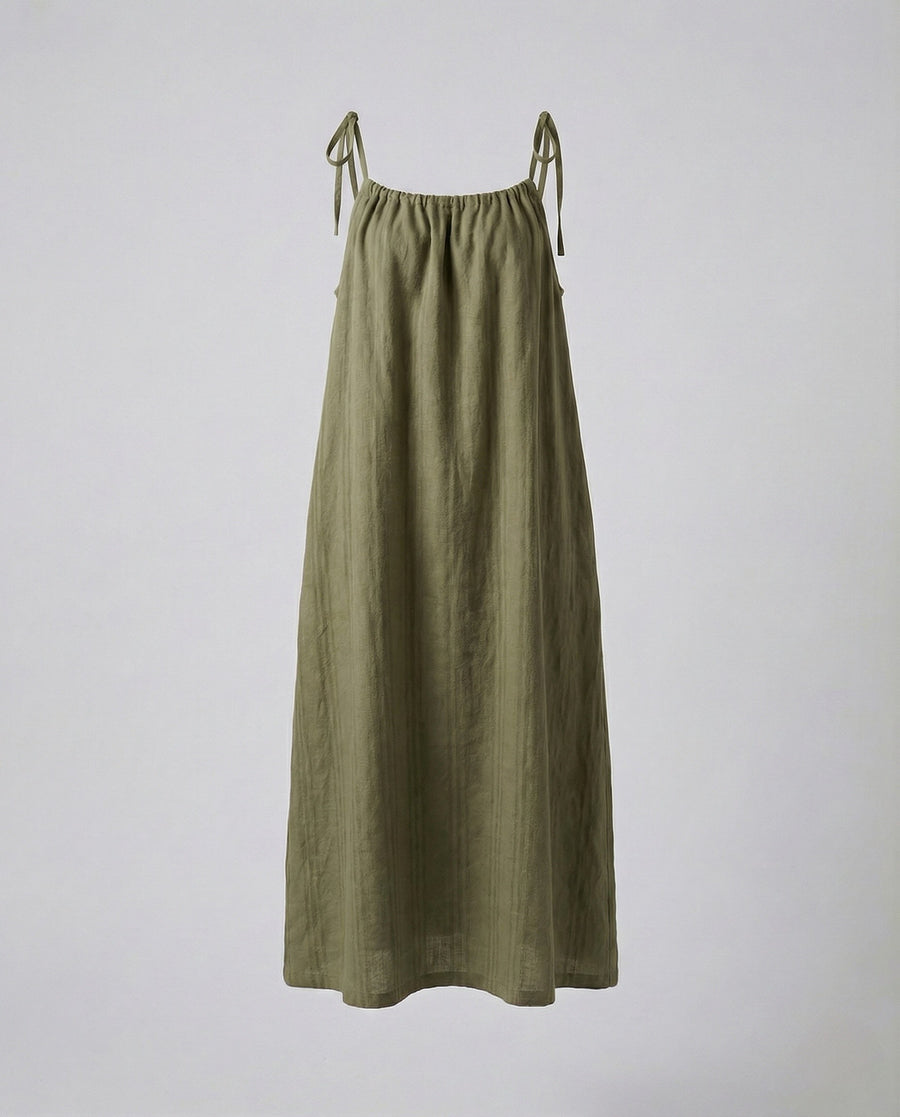 Avery Linen Maxi Dress in Teal
