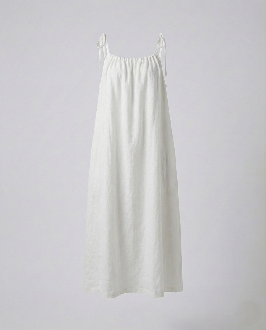Avery Linen Maxi Dress in White