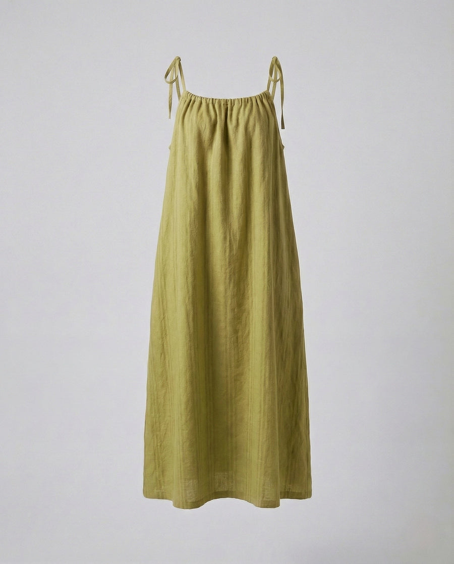Avery Linen Maxi Dress in Yellow