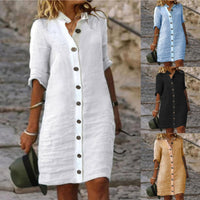 Avery Linen Shirt Dress with Button Front