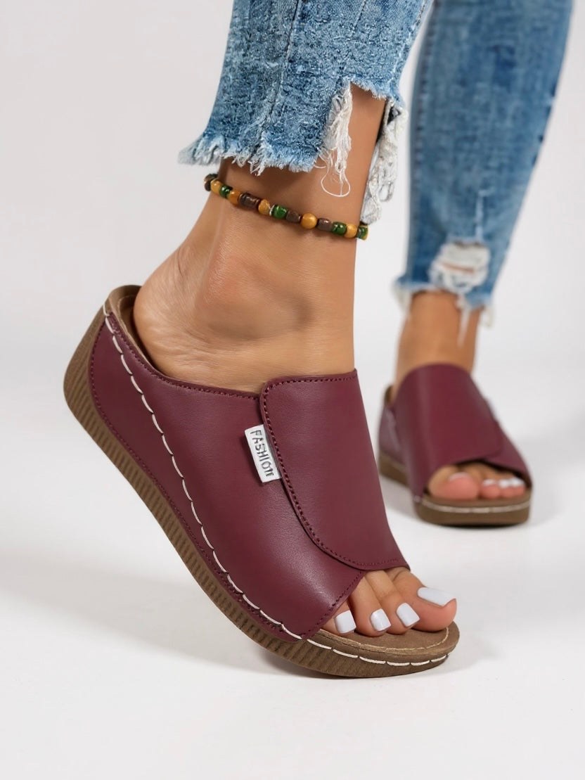 Ayla Platform Slides in Burgundy