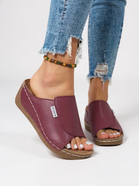 Ayla Platform Slides in Burgundy