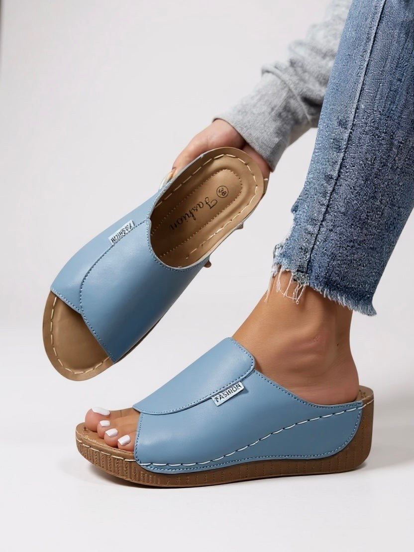 Ayla Platform Slides in Light Blue