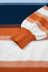 Color Block Round Neck Tunic Sweater