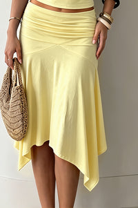 Chic Solid Ruffle Hem Midi Skirt
