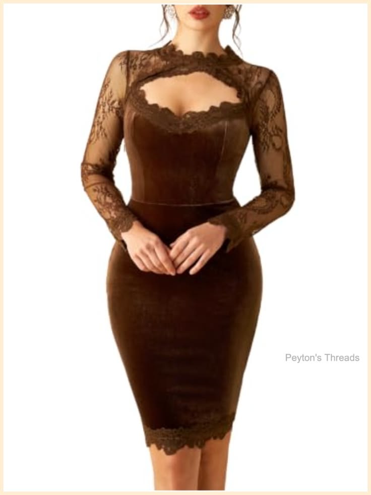 Sexy Velvet Bodycon Dress Long Sleeve Knee Length Wedding Guest