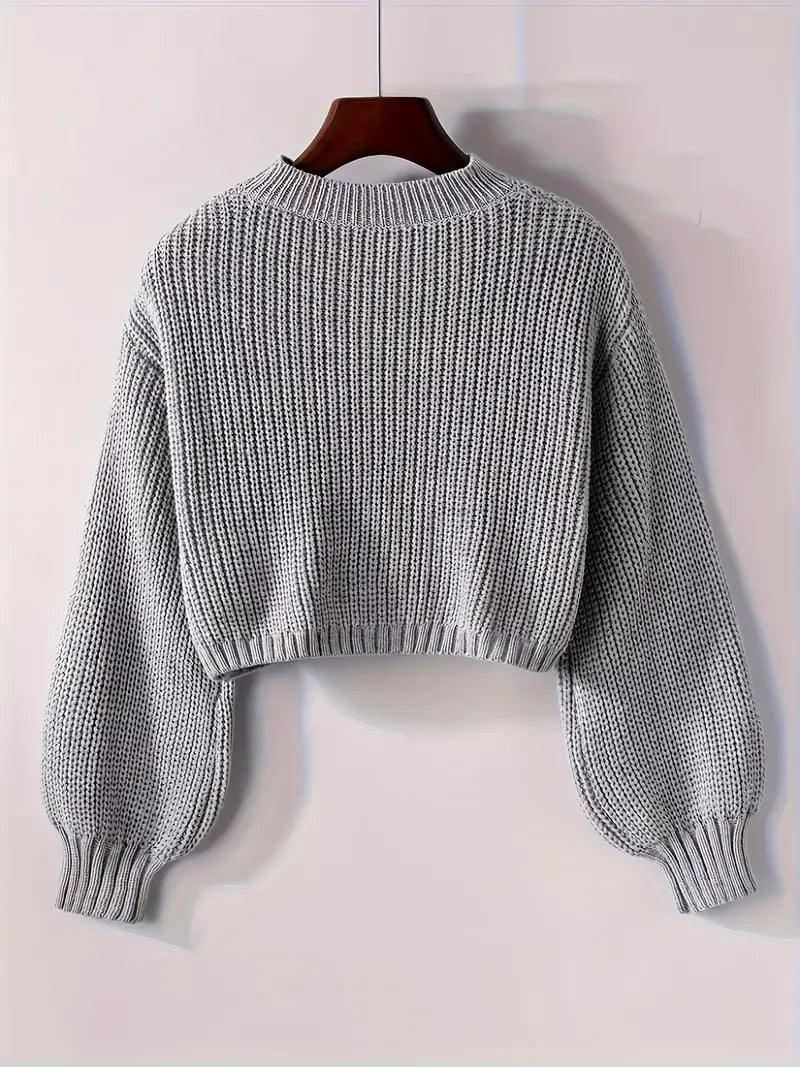 Magdalena | Women's Winter Cropped Ribbed Knit Sweater