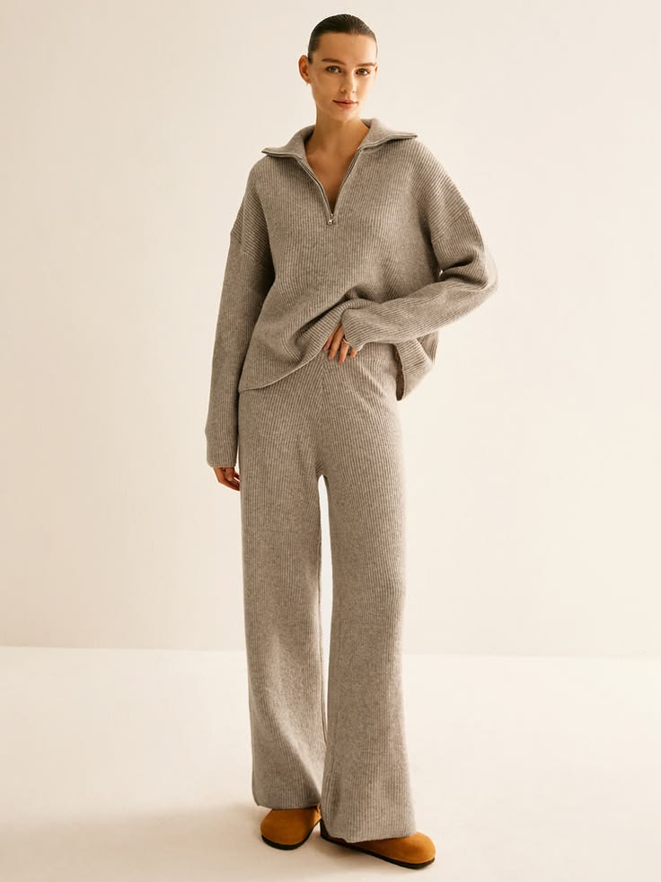 Wool-Blend Zipper Sweater Co-ords