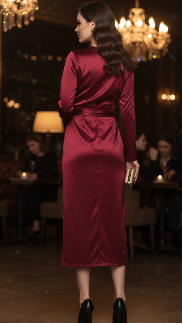 Natalie | Women's Spring Wrap Evening Midi Dress