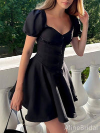 Simple Black A-line Short Homecoming Dress, HD32764 - Picture color