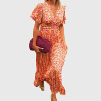 Leonie | Women's Short Sleeve Floral Maxi Dress