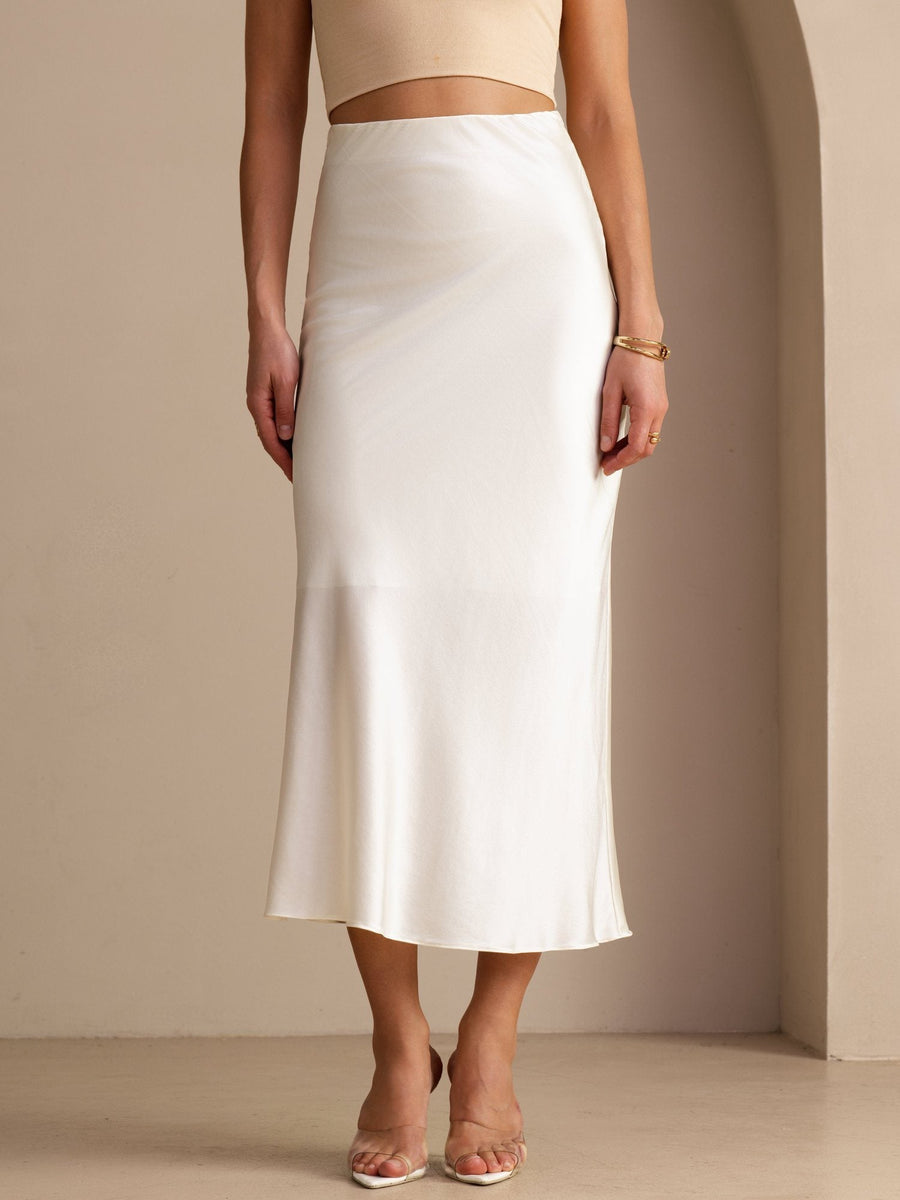 19Momme Silk High Waist Elegant Maxi Skirt