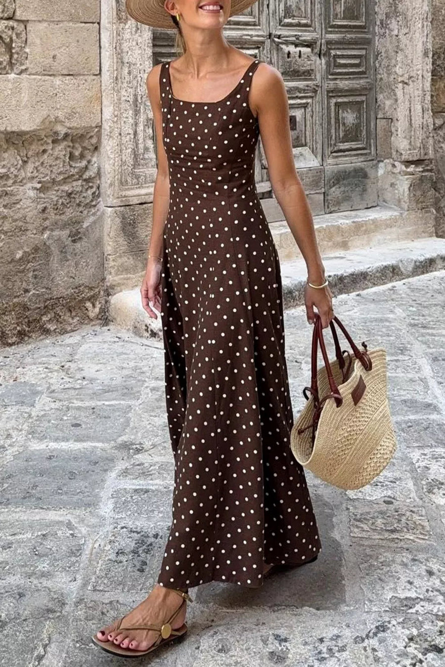 Silver Lining Story Polka-Dot Maxi Dress