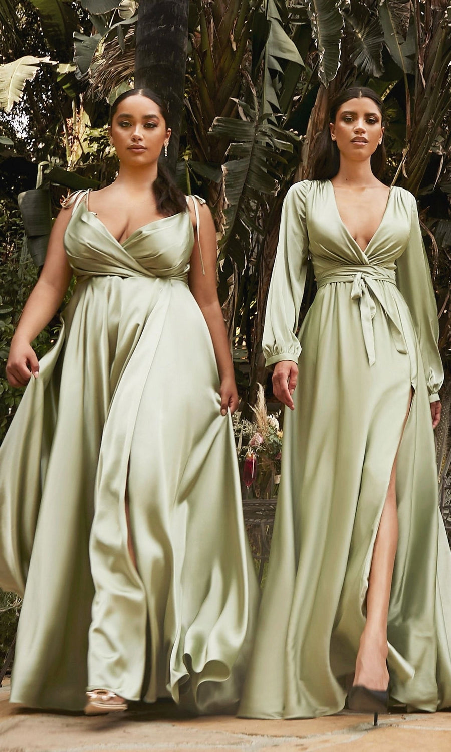 Split Long Sleeve Long Formal Dress: Ladivine 7475