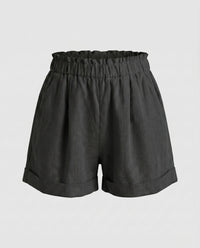 Beatrice Casual Linen Shorts in Black