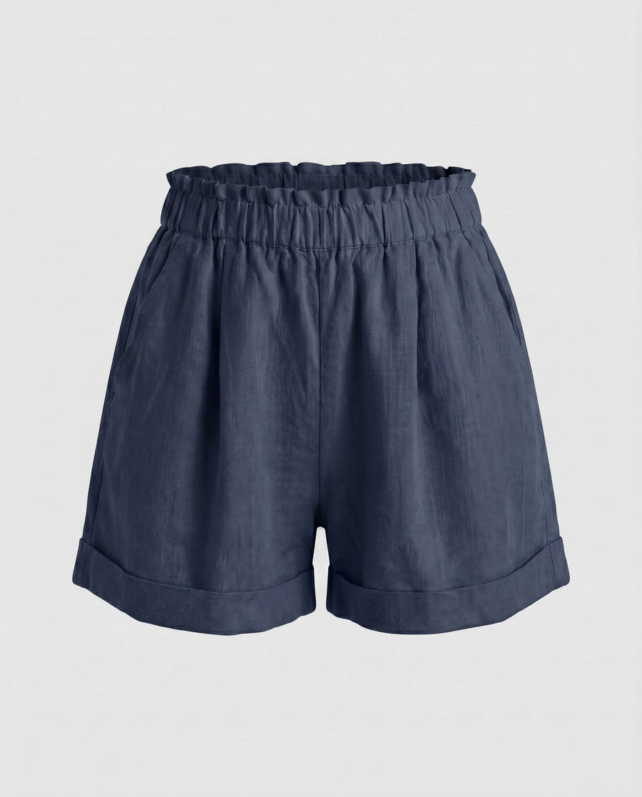 Beatrice Casual Linen Shorts in Farblich
