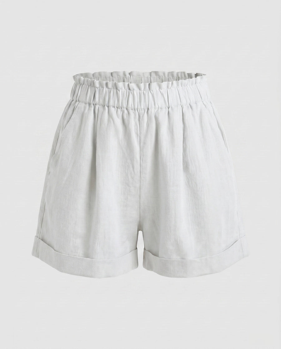 Beatrice Casual Linen Shorts in White