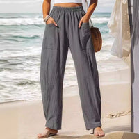 Beatrice Casual Linen Trousers with Pockets