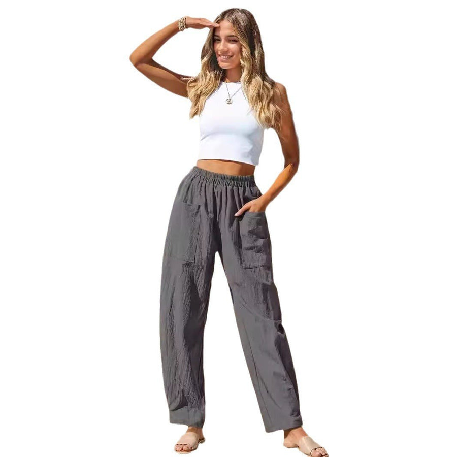 Beatrice Casual Linen Trousers with Pockets