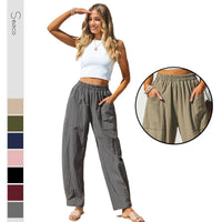 Beatrice Casual Linen Trousers with Pockets