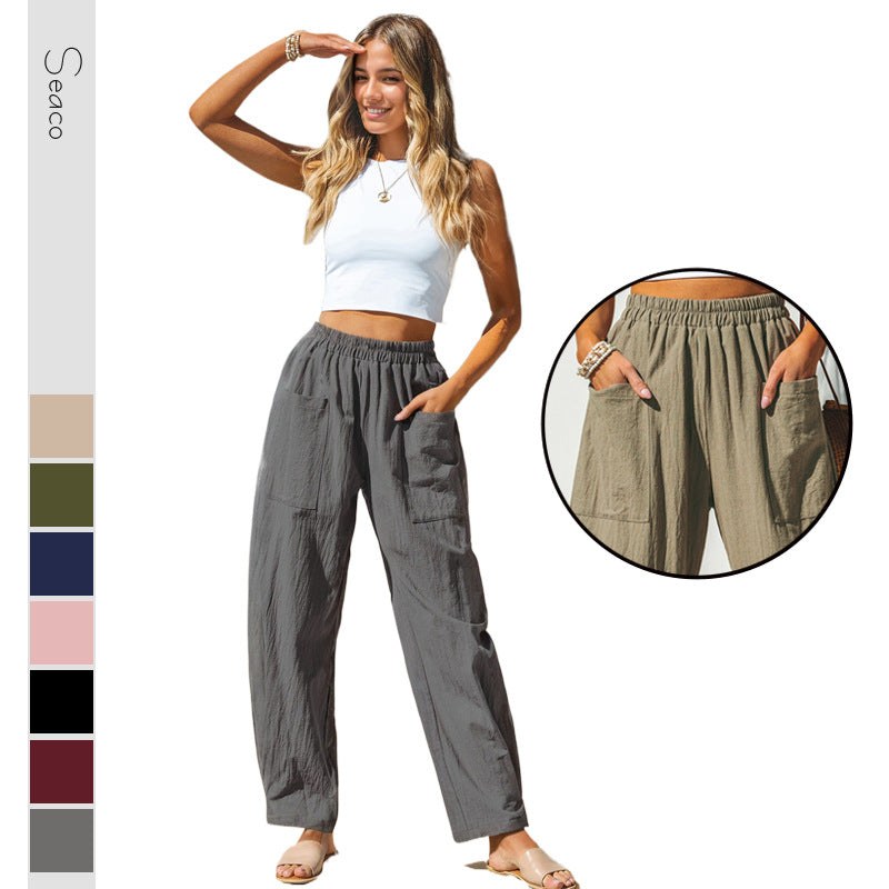 Beatrice Casual Linen Trousers with Pockets