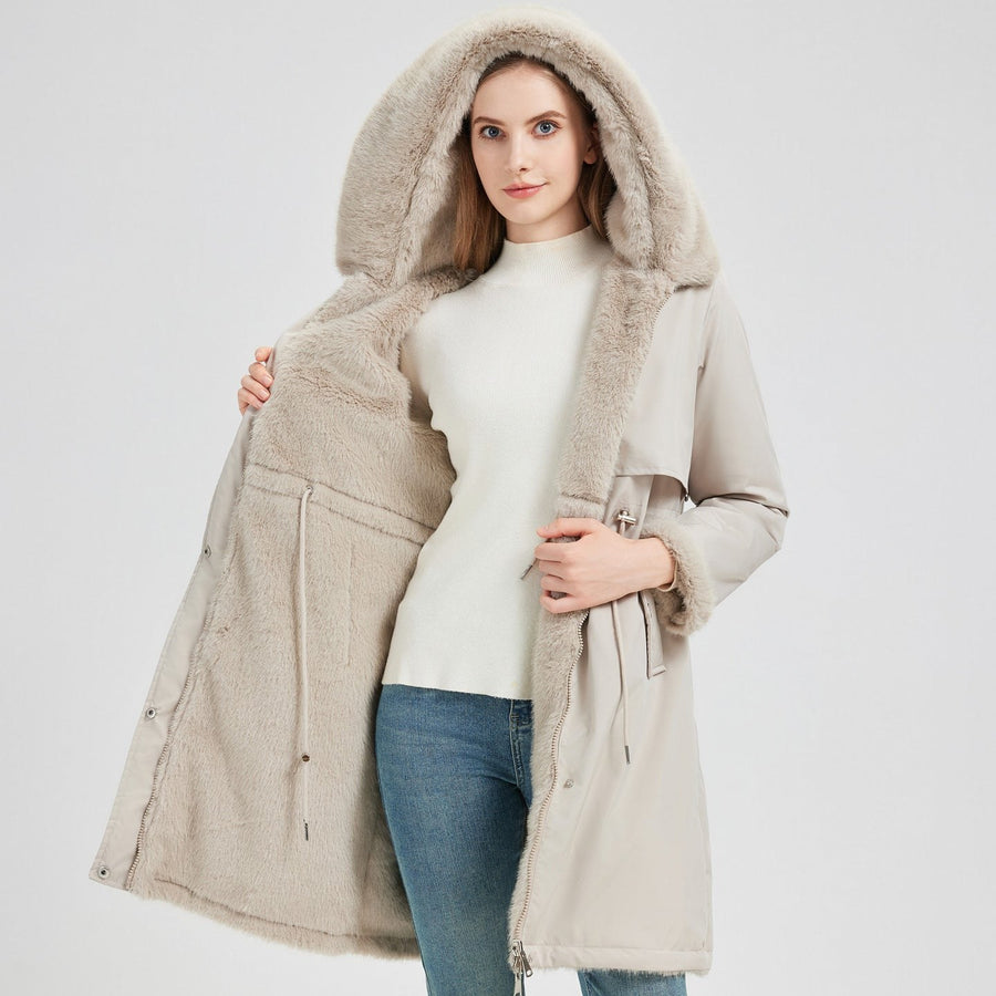 Beatrice Elegant Parka in Light Grey