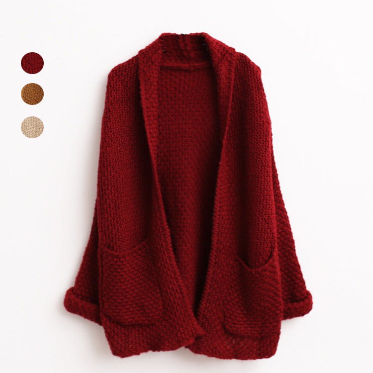 Beatrice Knit Cardigan with Pockets in Red