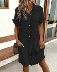 Beatrice - Stylish Polo Dress in Black