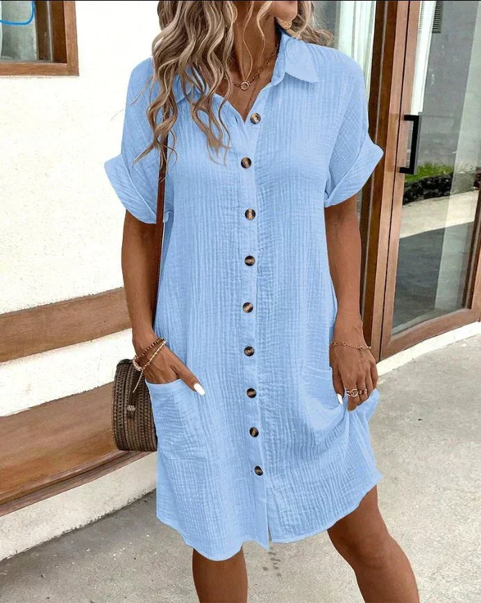 Beatrice - Stylish Polo Dress in Blue