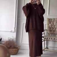 Beatrix Elegant Dress with Puff Sleeve in Kastanienbraun