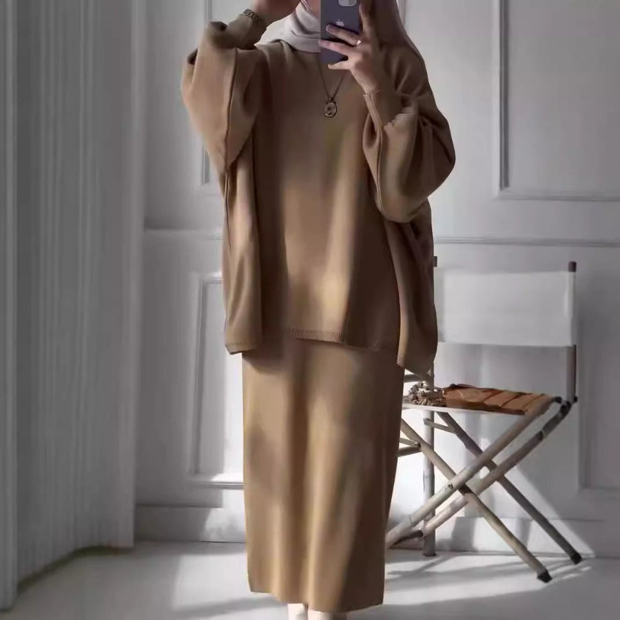 Beatrix Elegant Dress with Puff Sleeve in Khaki